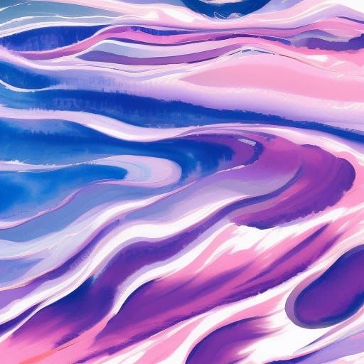 Pink and Purple Waves in Gouache Style
