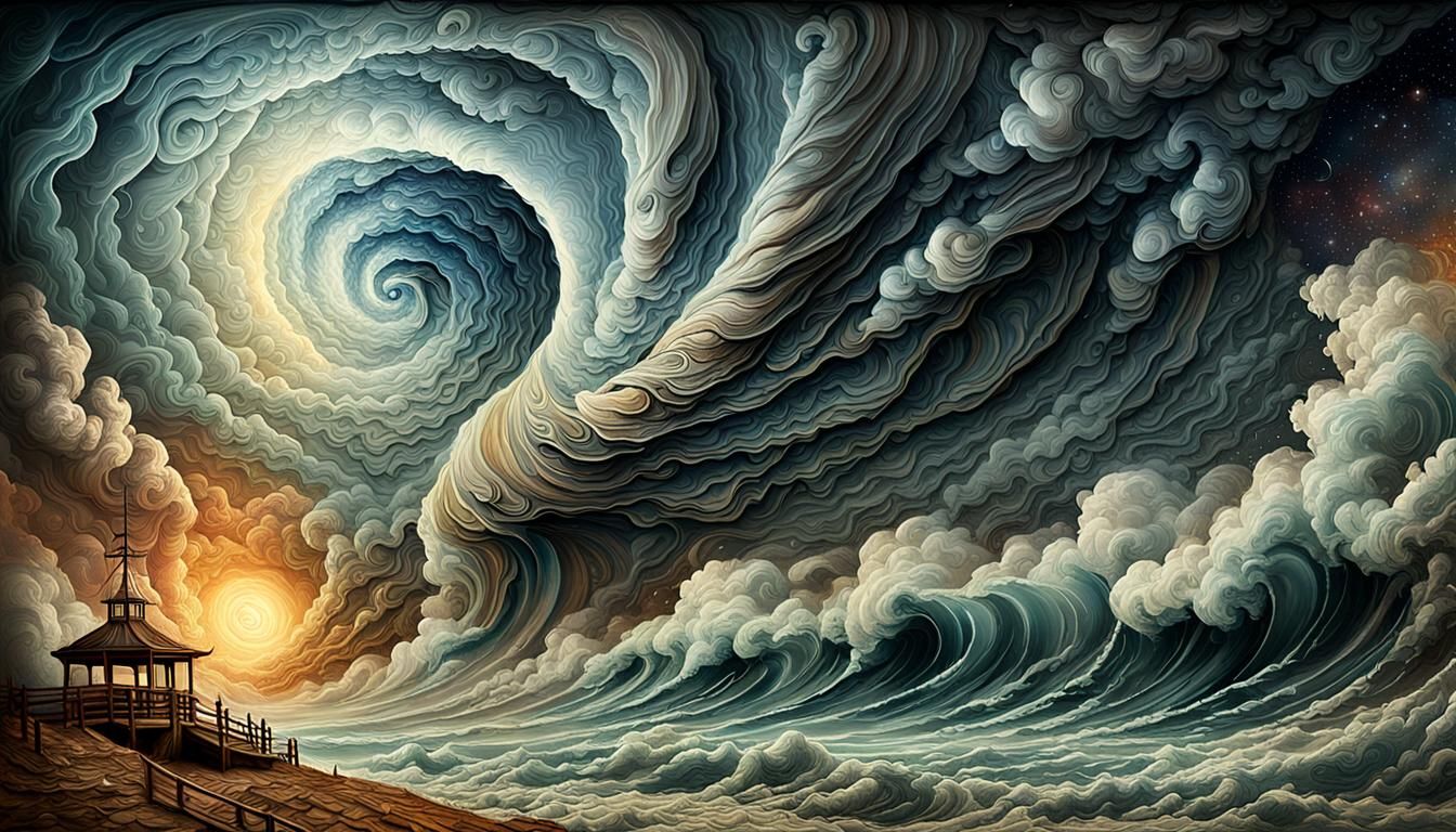 Tornado Art: Embossed Storm on Aged Paper