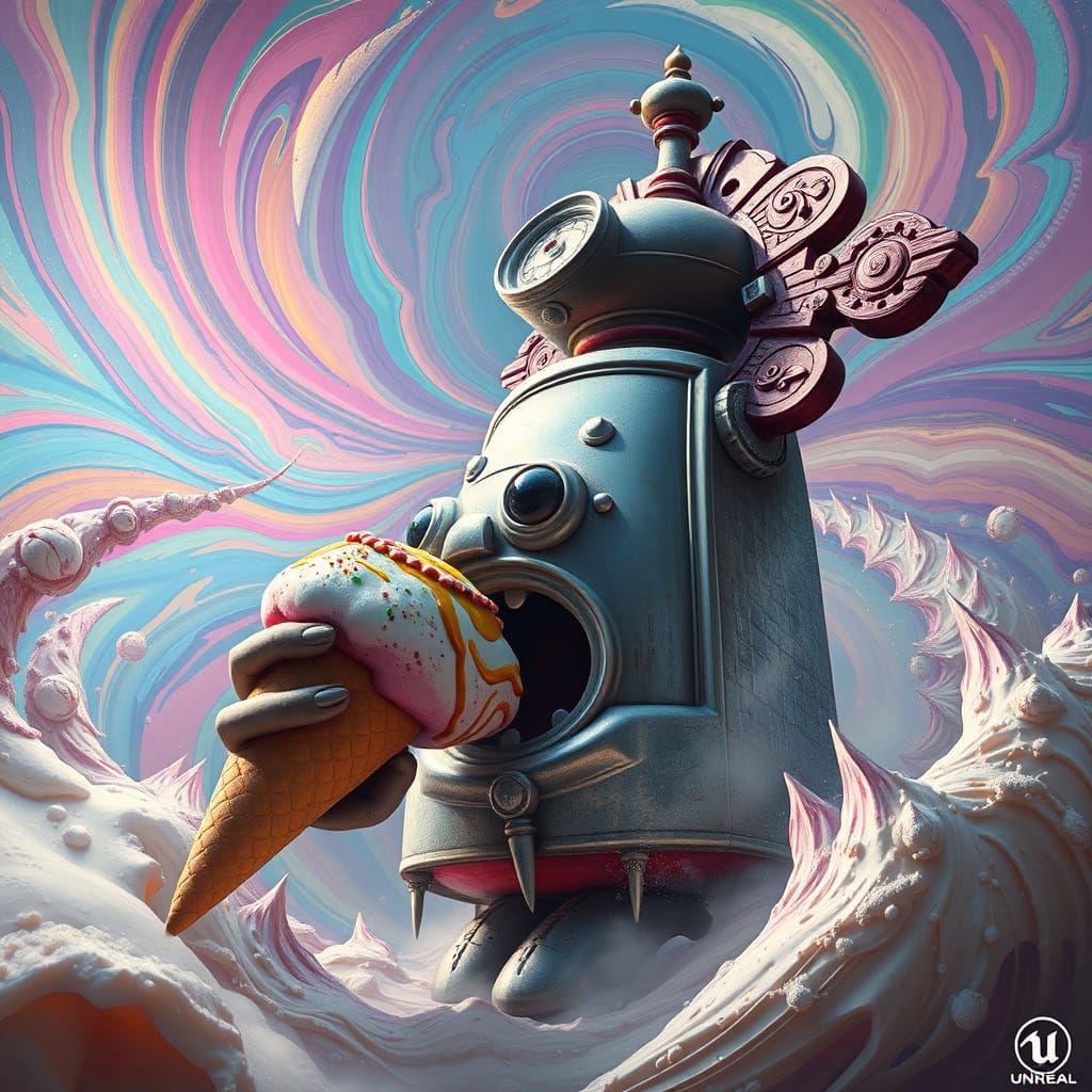 Surreal Doorbell Devours Ice Cream in a Psychedelic Vortex