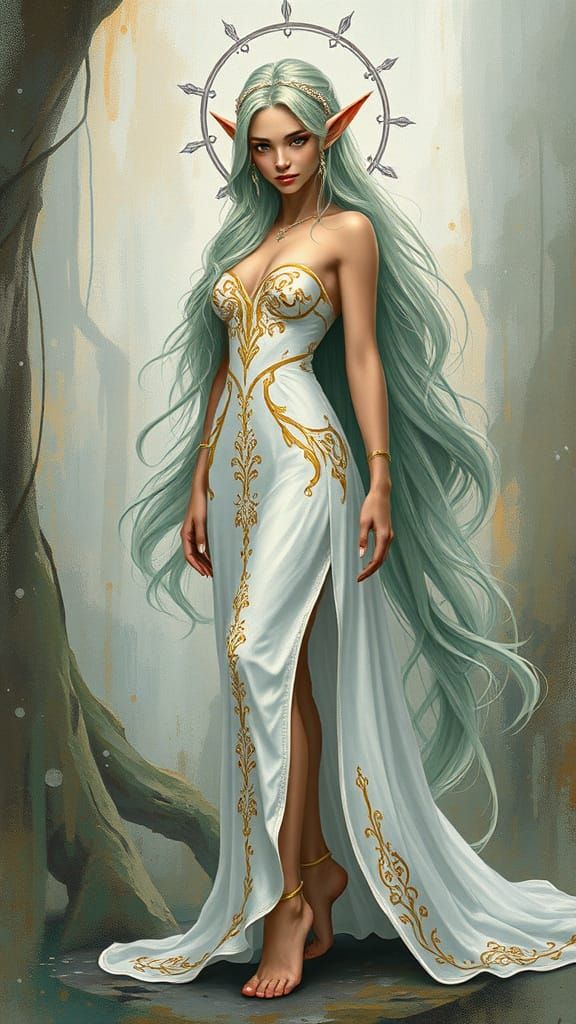 Stunning Elven Queen in Detailed Graffiti Art