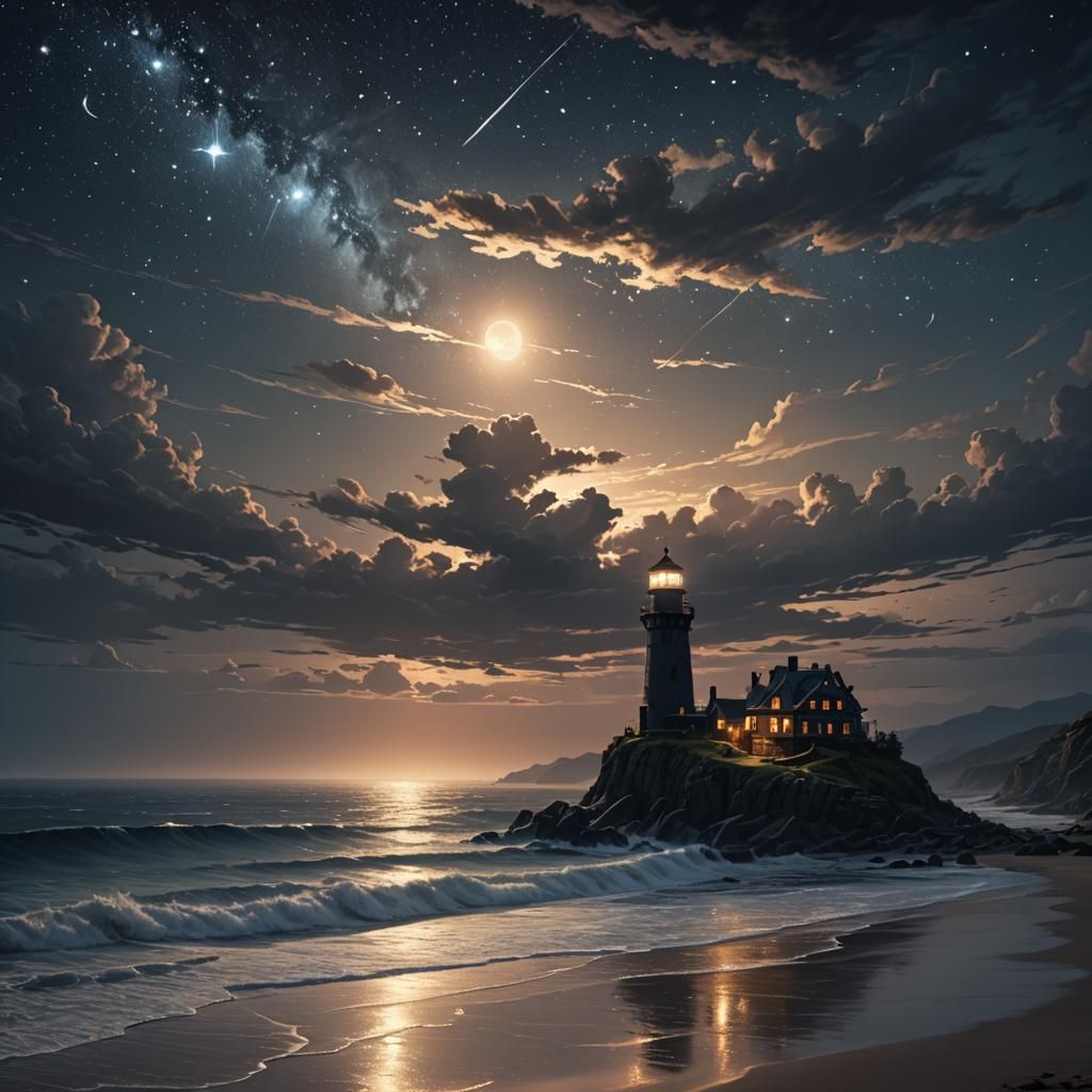 Summer Night Seascape in Dark Fantasy Concept Art