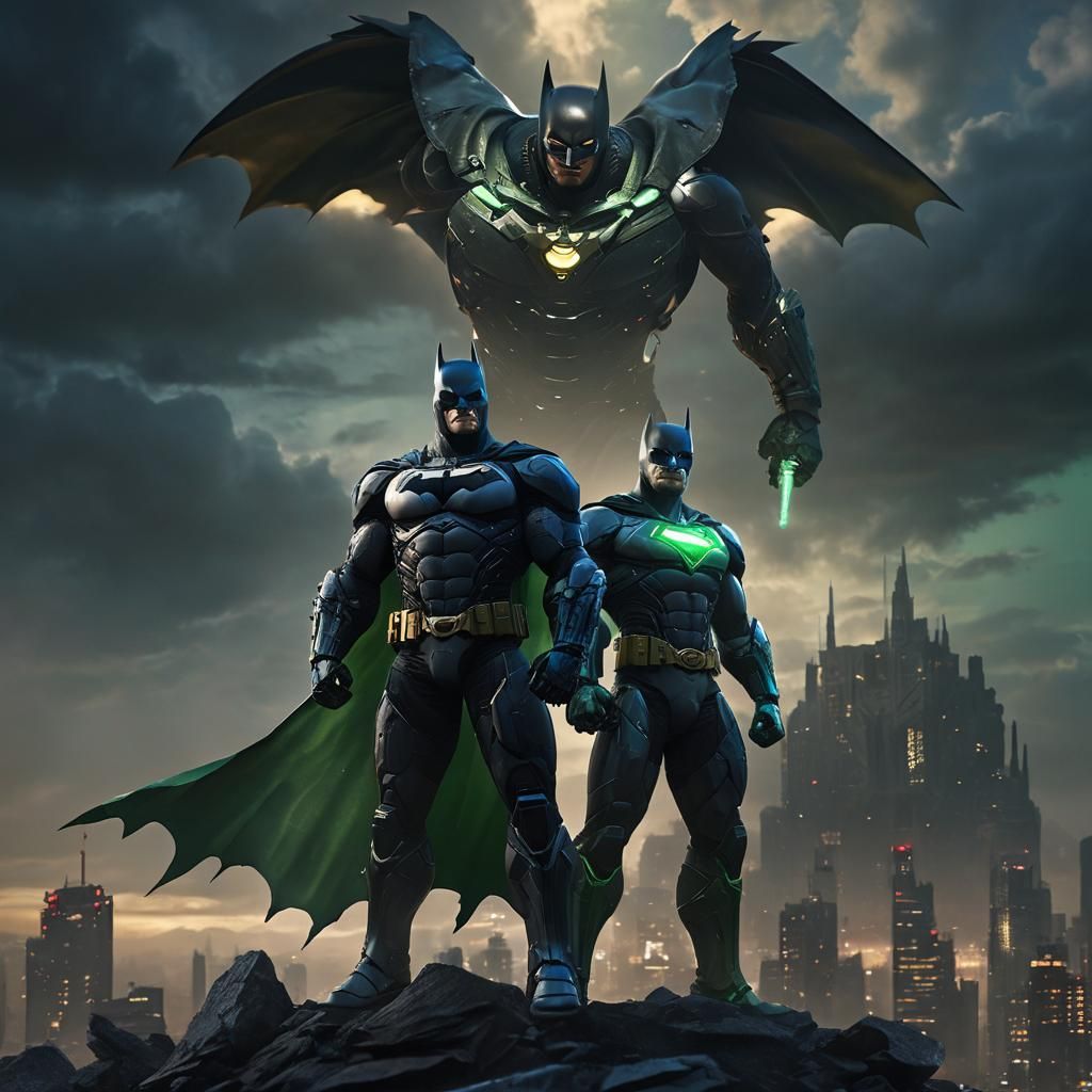 Batman in Mecha Armor with Kryptonite Sword