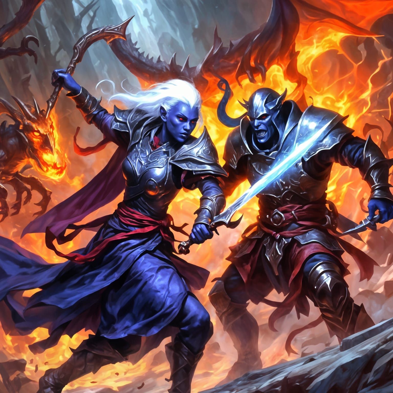 Drow Paladin Battles Djinn in High Definition