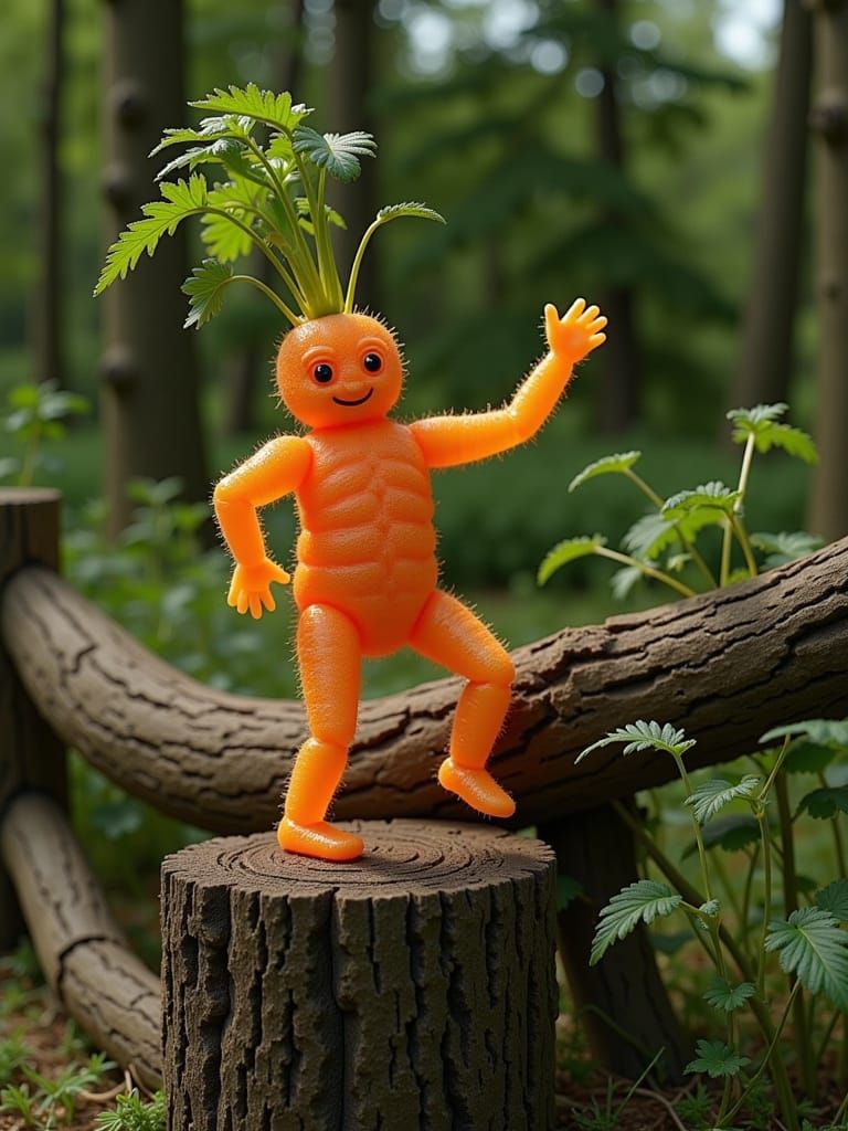 Gummy Carrot Person Walks a Fence
