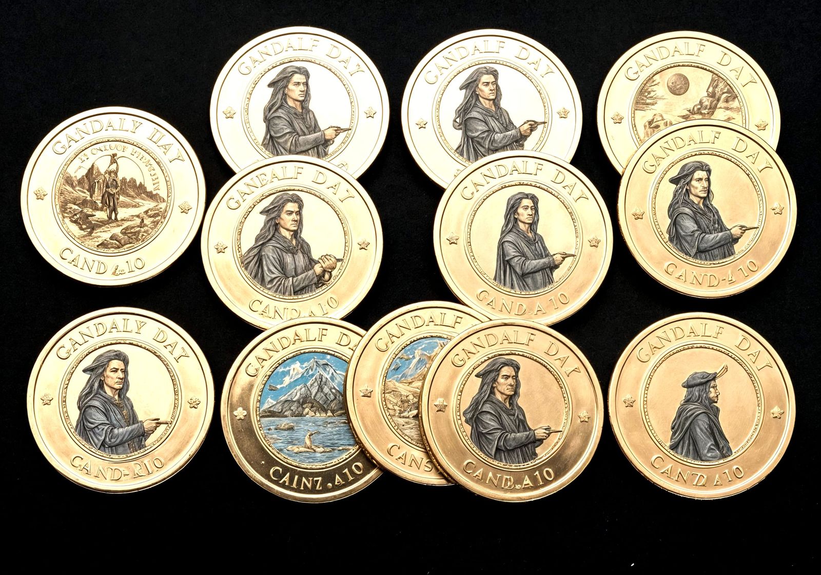 Lord of the Rings Style Coins Celebrating Gandalf Day