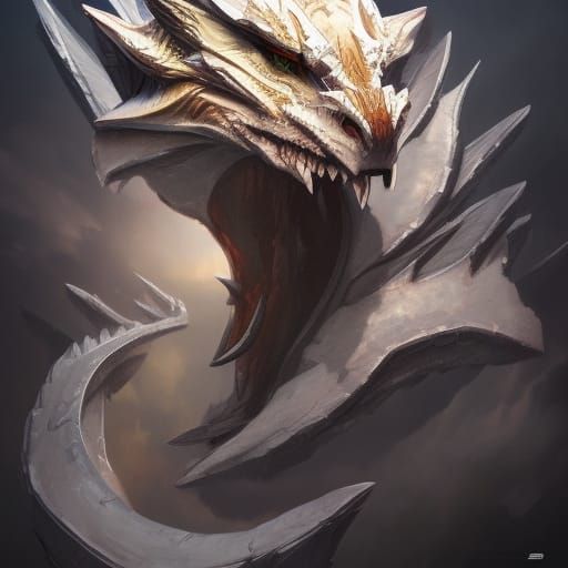 Hyperdetailed Dragon Wolf Portrait in Volumetric Lighting