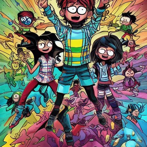 Loud House Siblings in Stained Glass Style