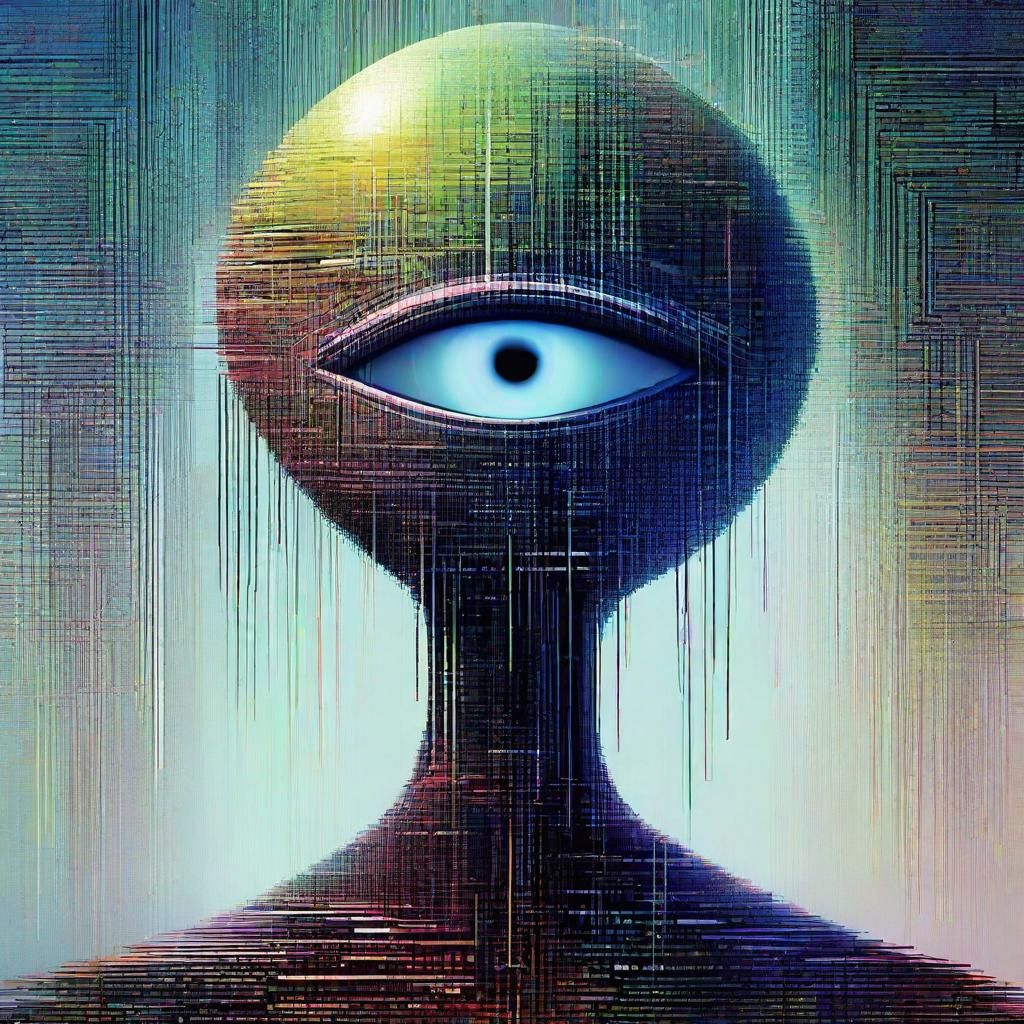 Glitch Art Eye with Binary Code