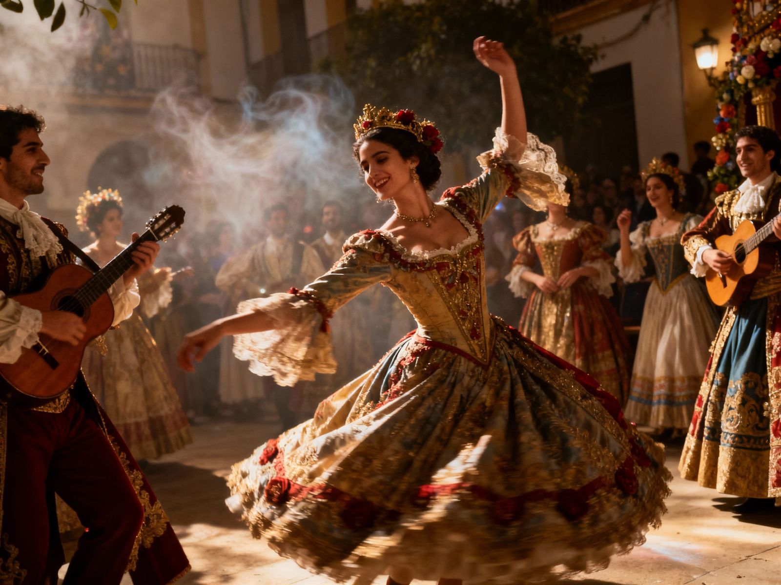 Bohemian Festival Dancers in Imperial Colors, Da Vinci Style