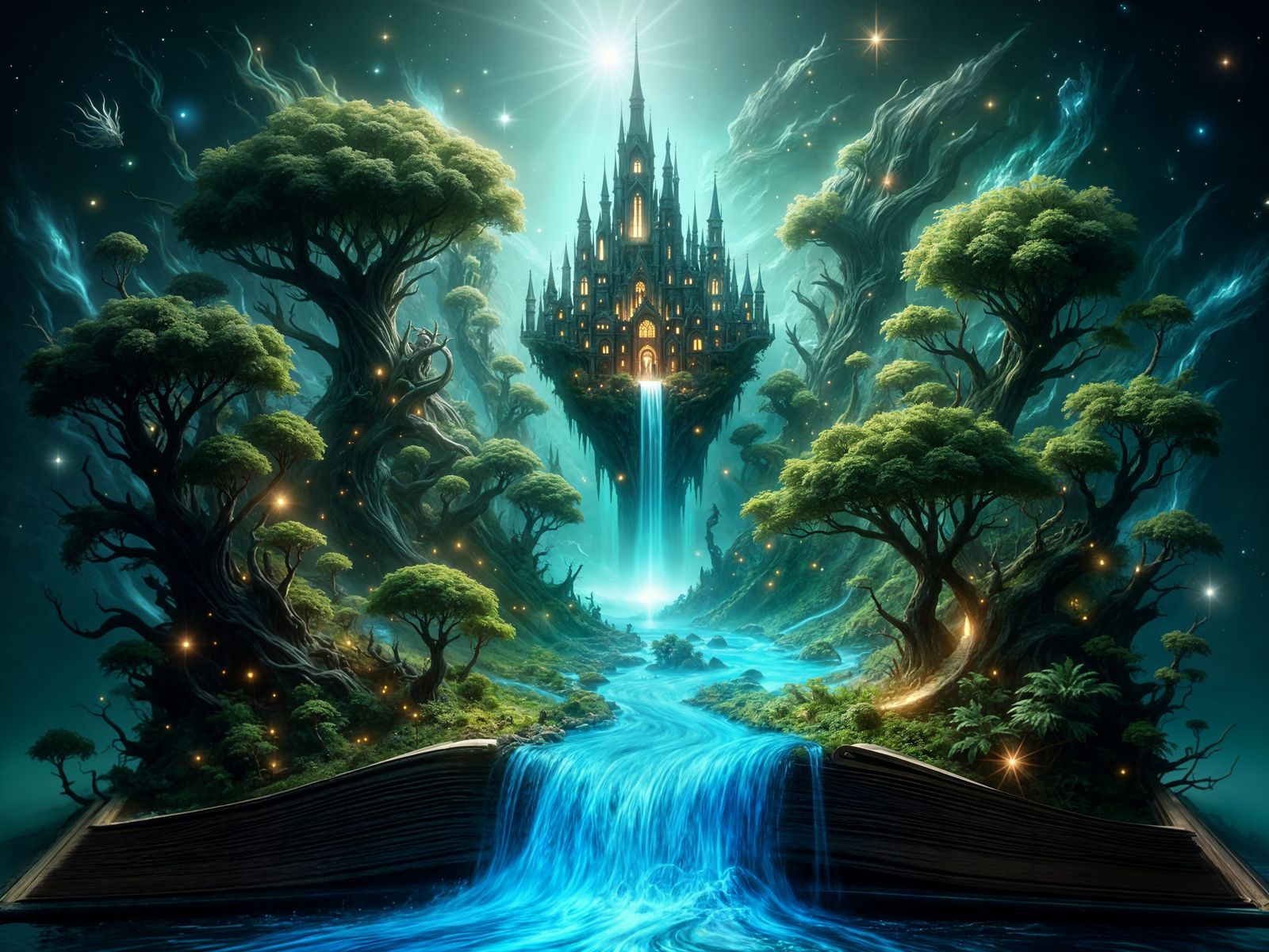 Fairytale Book Opens to Enchanting Forest Scene