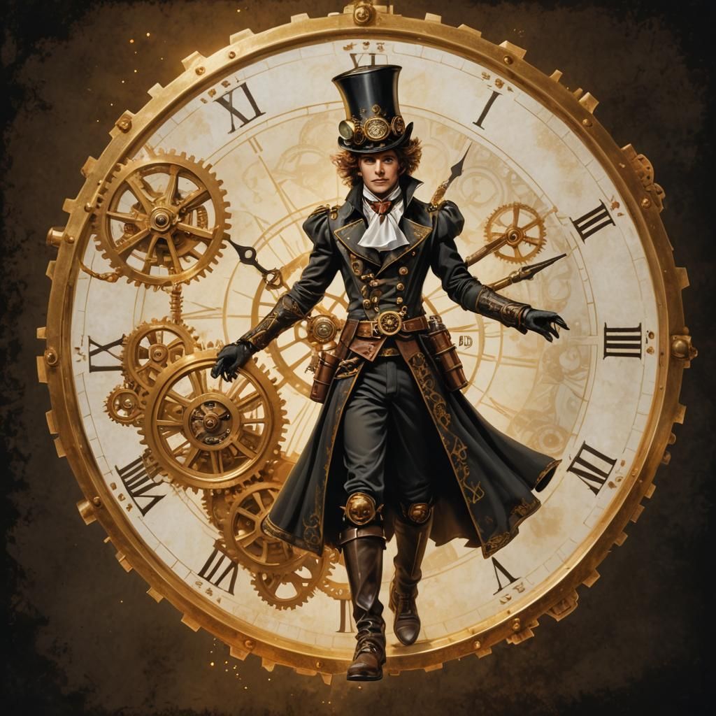 Smoky Steampunk Clock Face in Golden Light