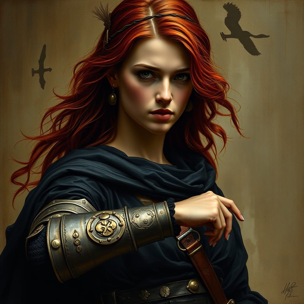 Warrior Woman in Ancient Rome, Realistic Style