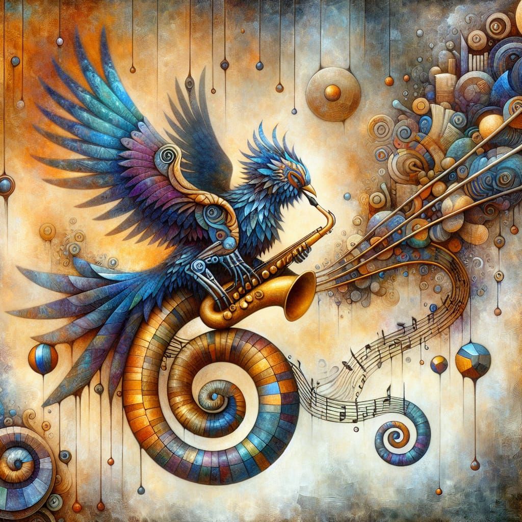 Raven God Plays Saxophone in Surreal Jazz Scene