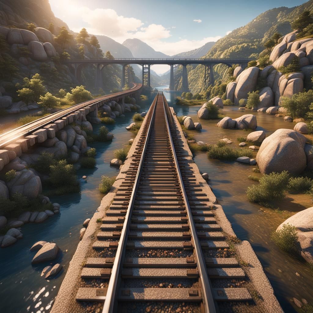 Italy to Sardinia Train Bridge in 3D Game Style