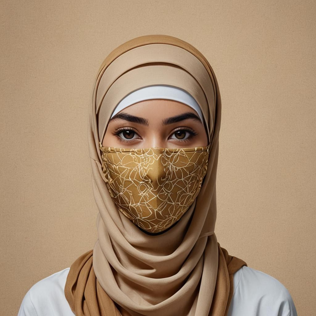 Hijabi Woman in Facemask: Golden Ratio Painting