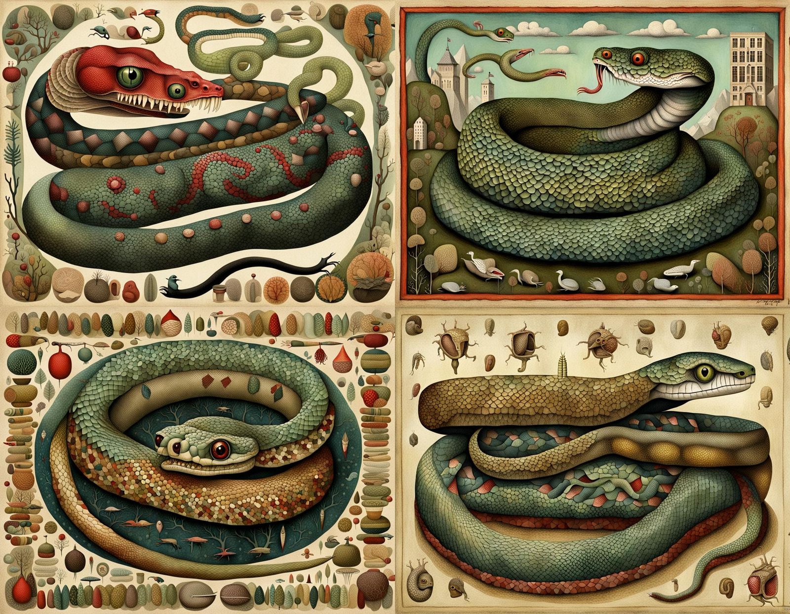 Surreal Snake Anatomy Horror Art