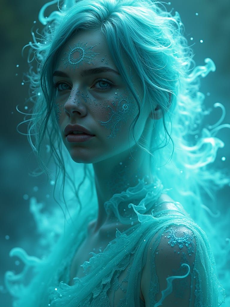Ethereal Goddess in Turquoise Dreamscapes