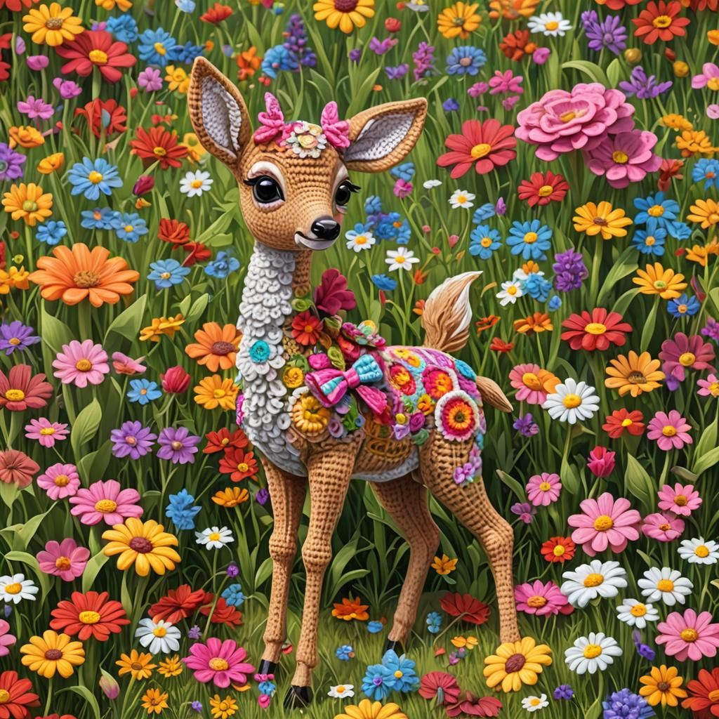 Crochet Fawn in Candy Art Style