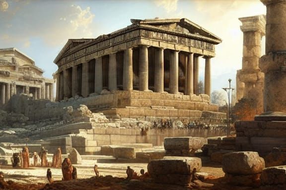 Futuristic Ancient Greece in a Fantastical Painting