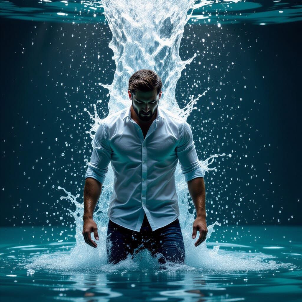 Man Drenched in Water: A Cinematic Transformation