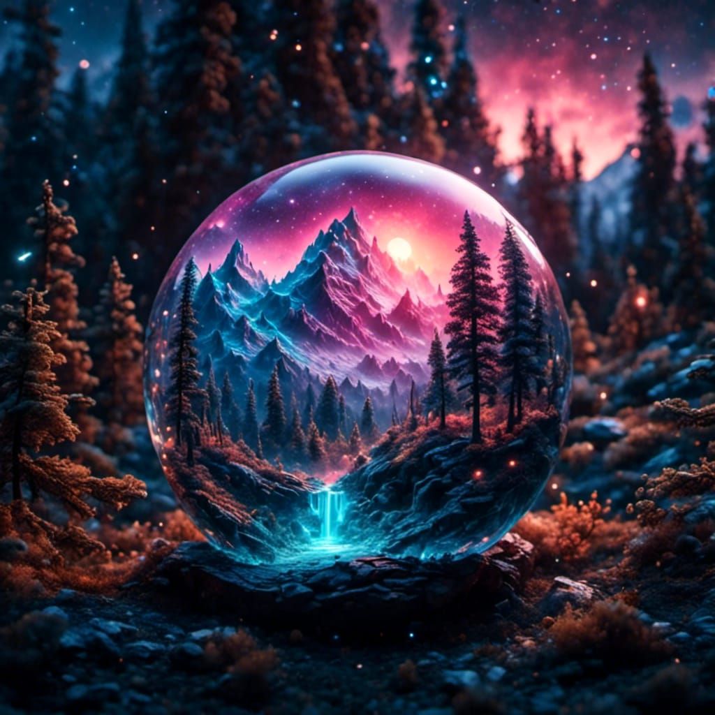 Starry Night Grove in Crystal Ball: Digital Matte Painting