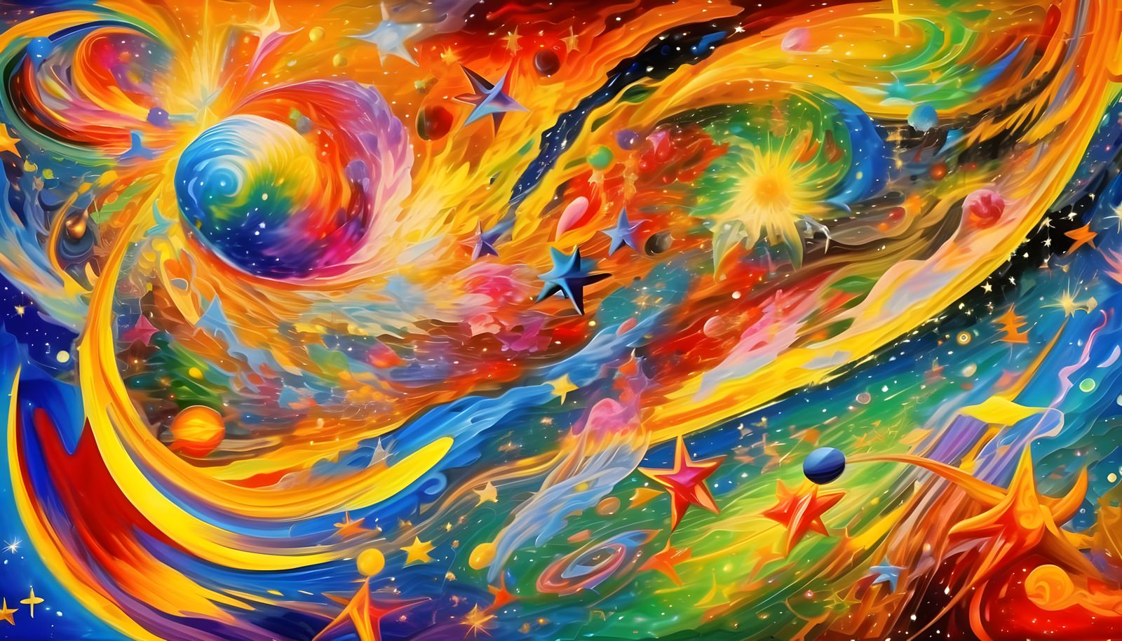 Dreamlike Cosmos: Stars Racing in Abstract Vortexes