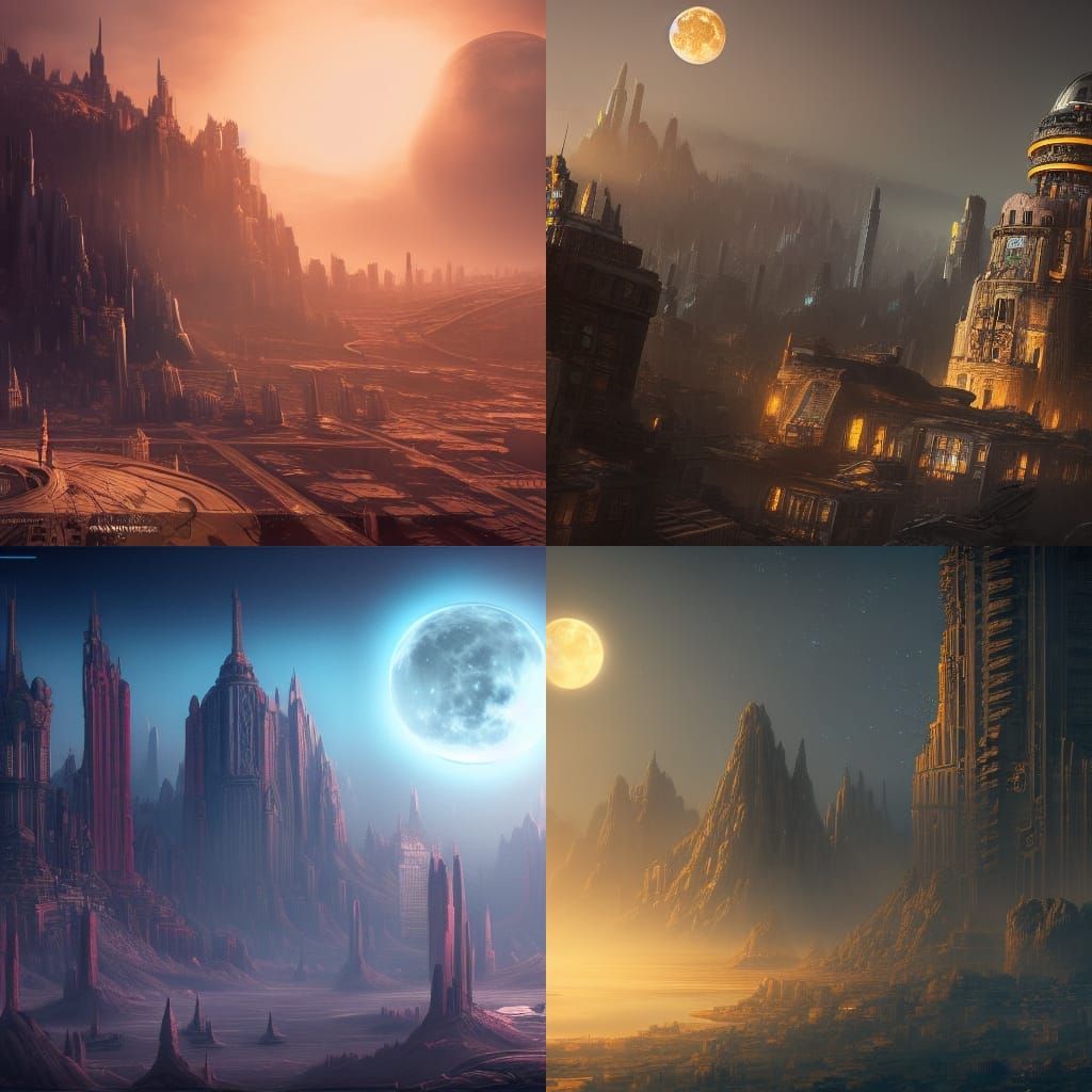 Fantastical City on the Moon Concept Art