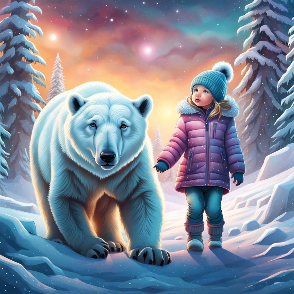 Baby with polar bear