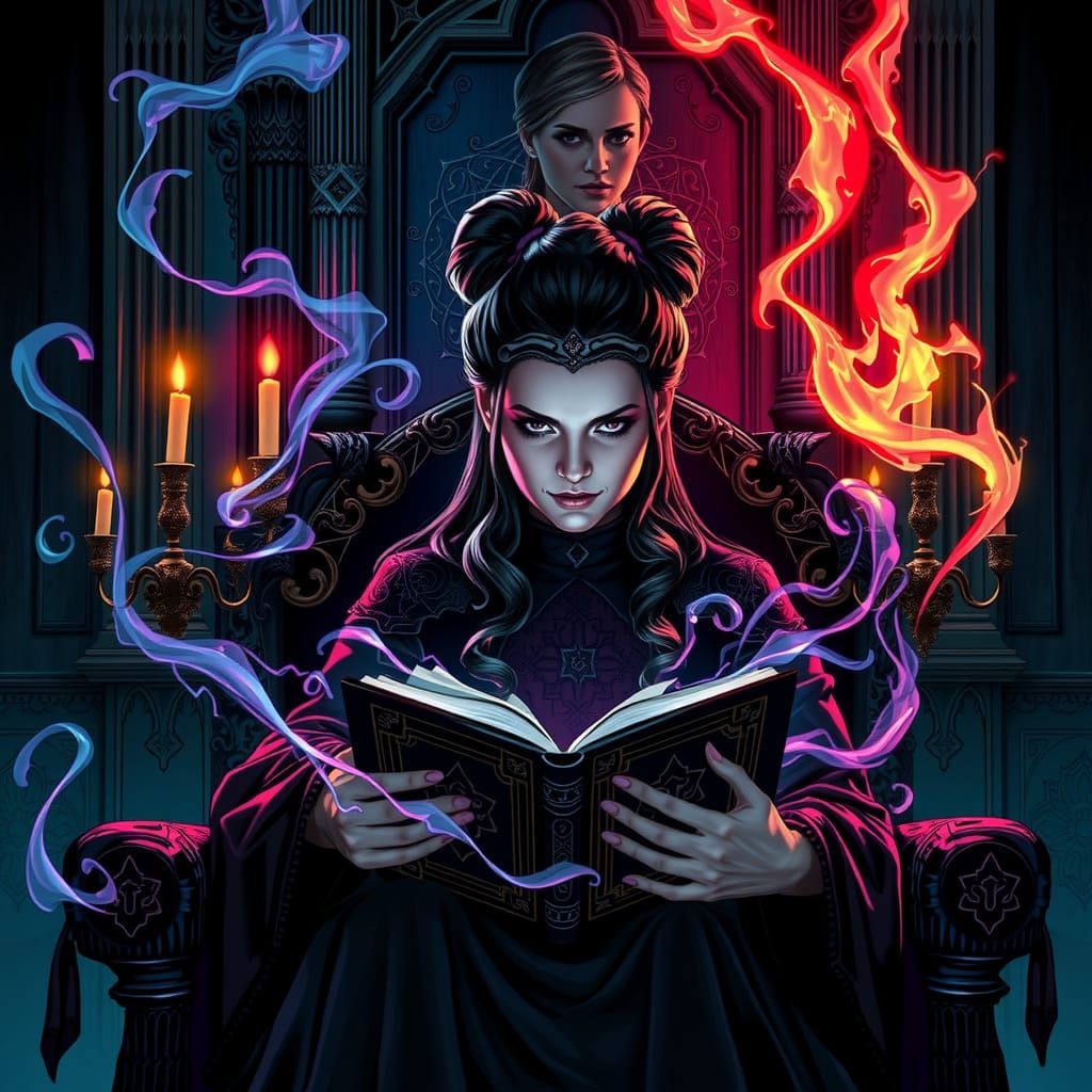 Agatha Harkness Reads Darkhold in Comic Book Art