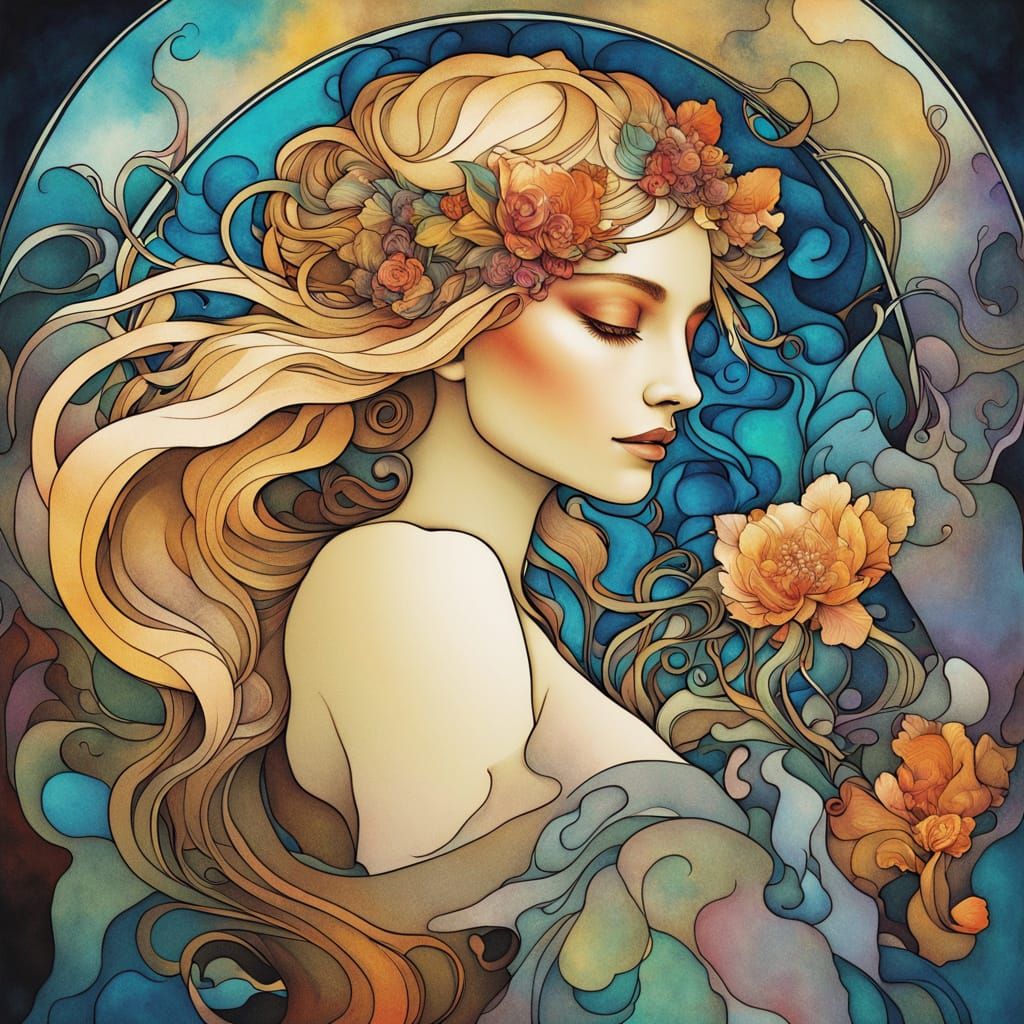 Ethereal Ork and Woman in Surreal Dreamscape