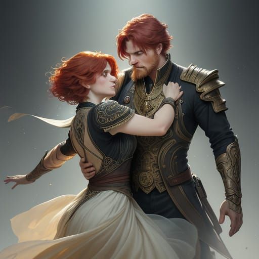 Hyper-Realistic Couple in Vibrant Colors and Intricate Textu...