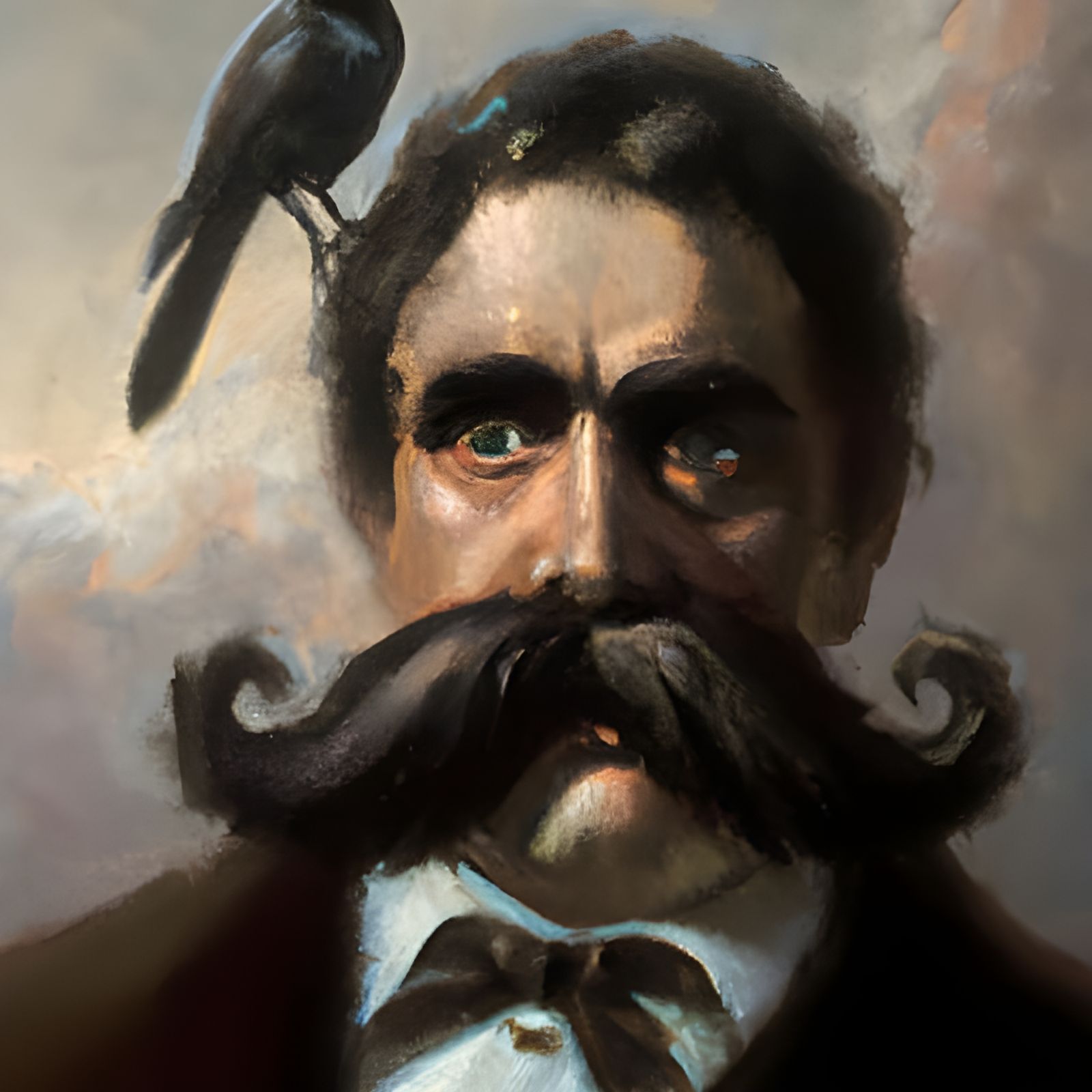 Mustachioed Poet in Oil Painting Style