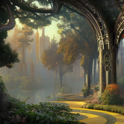 Art Nouveau City in Giant Tree Forest