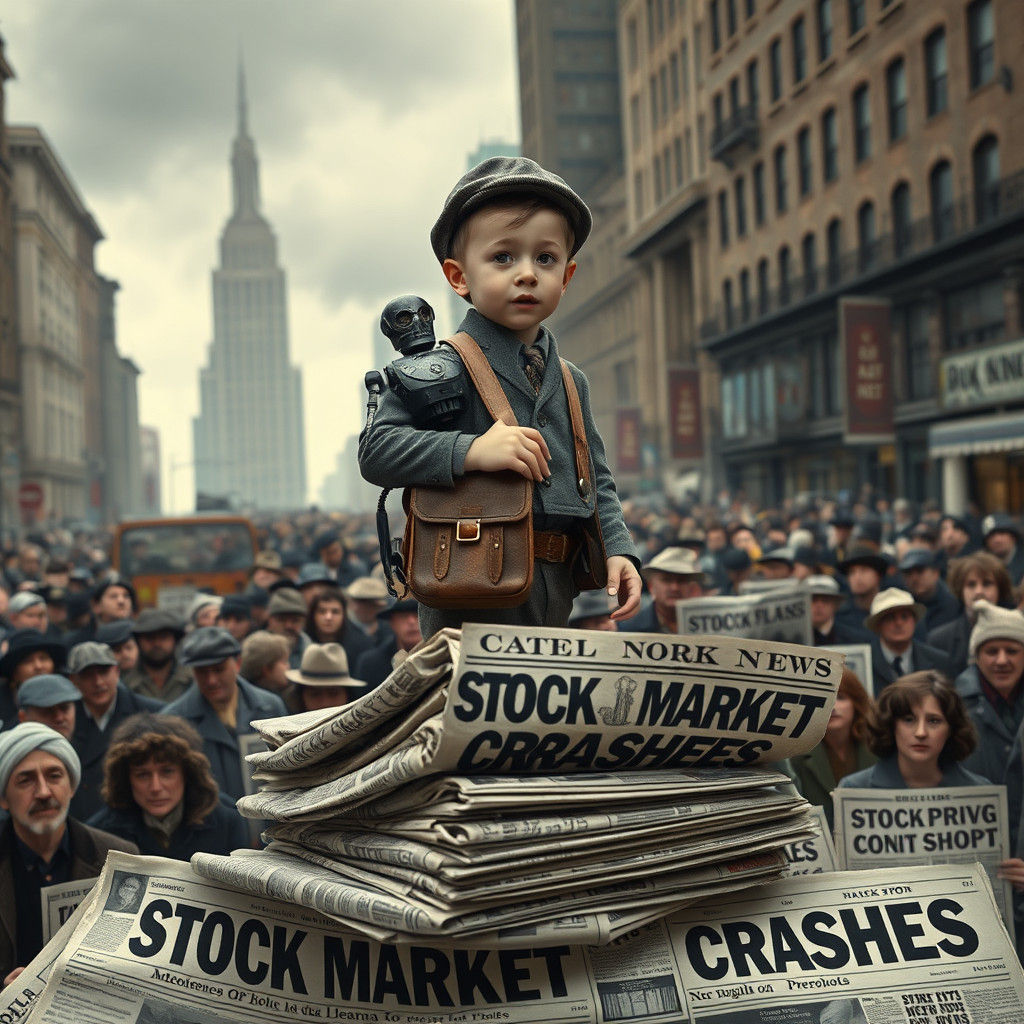 Newsboy Robot Reports Stock Market Crash in NYC