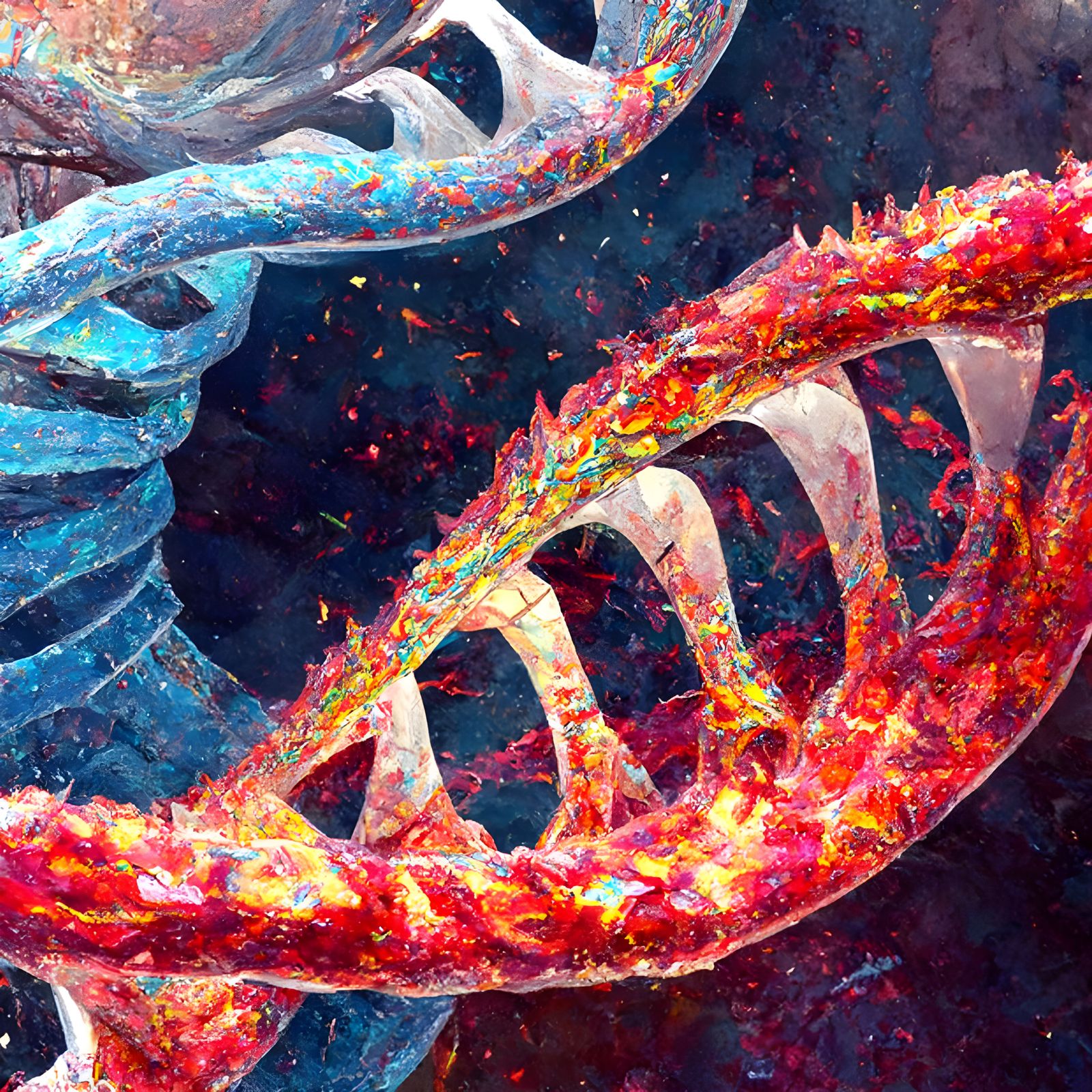 Fire and Ice DNA Strand in Mosaic Style