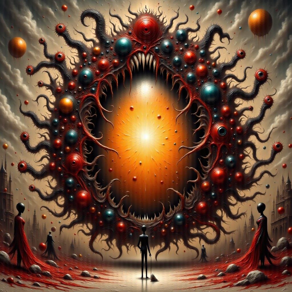 Abstract Black Theater and Egg Yolks