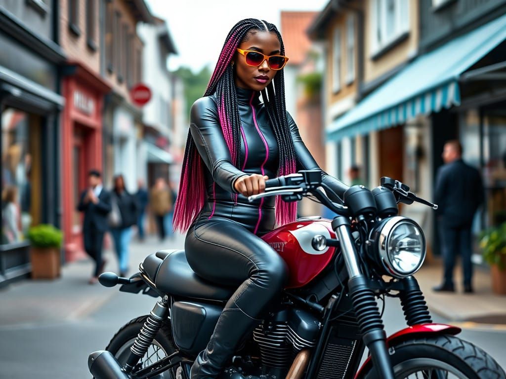 Ultrarealistic Woman Riding Harley Davidson