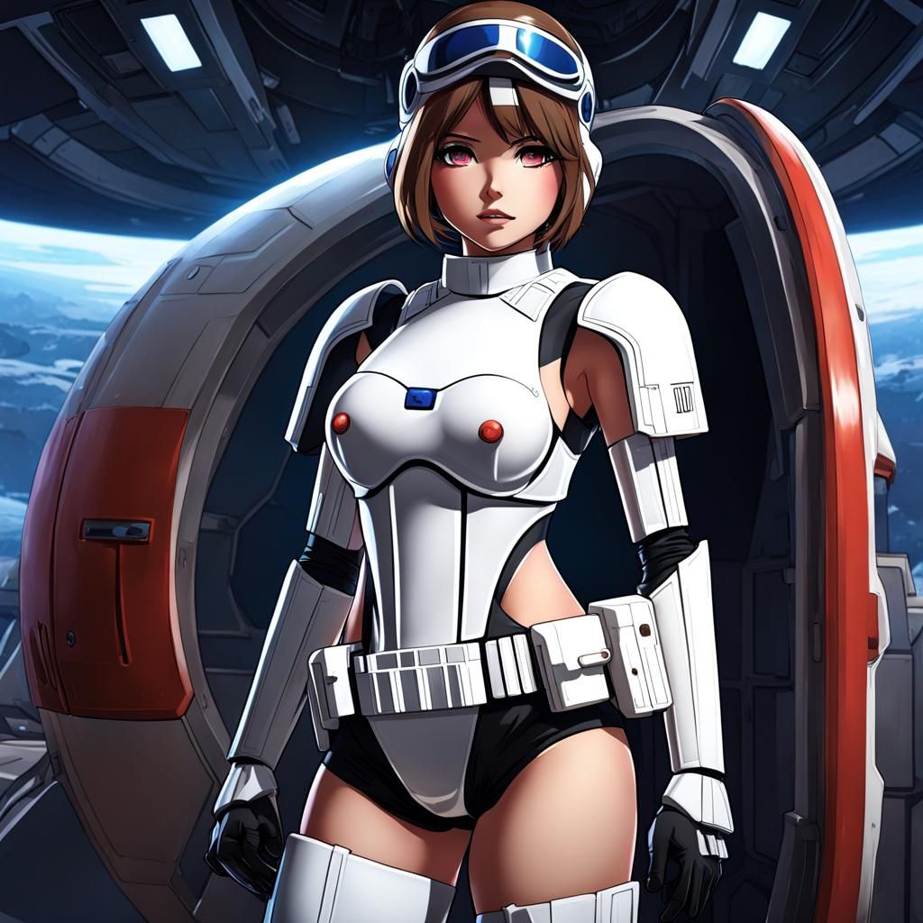 Anime Girl Stormtrooper with Exaggerated Proportions