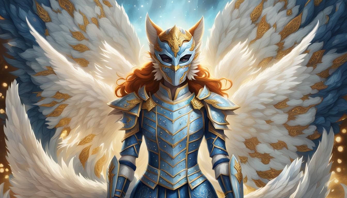 Kitsune Angel Warrior in Detailed Matte Painting