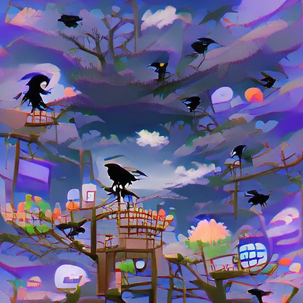 Mysterious Crow Perched Under Moonlight