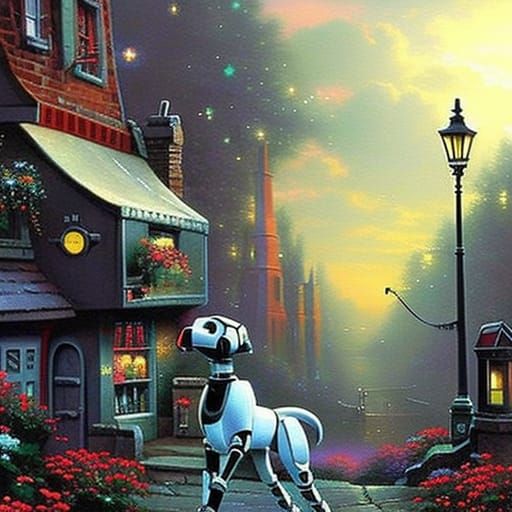 Robot Dog in Luminist Style