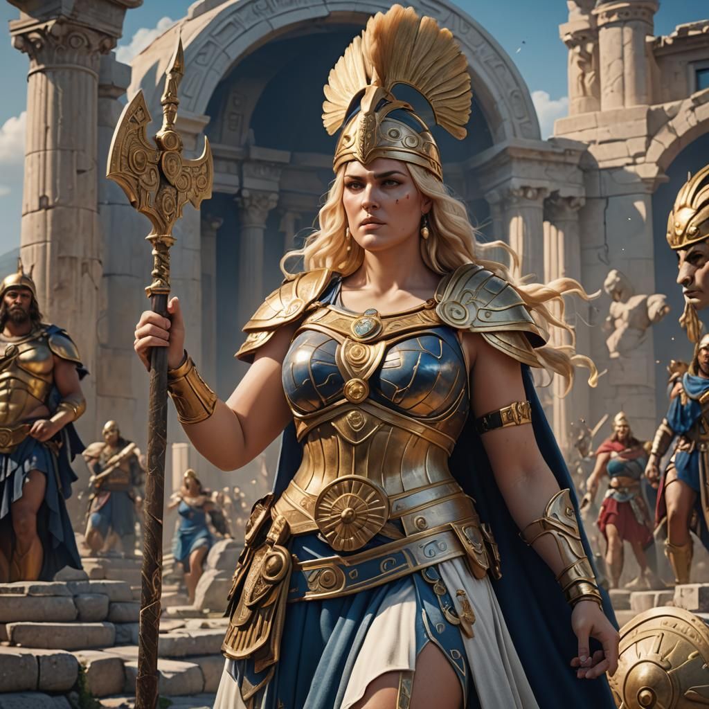 Beautiful Blonde Greek Goddess of War Athena