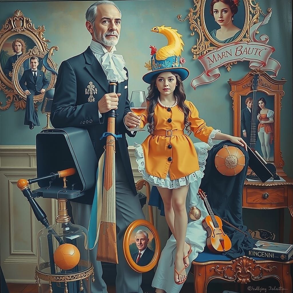 Hyperrealistic Baroque Scene with Romantic Elements