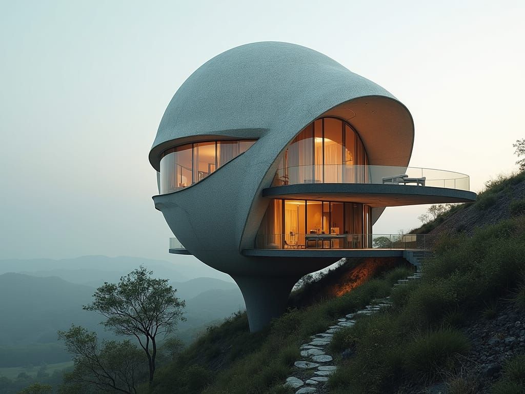 Reticulated Sphere House on Stilts
