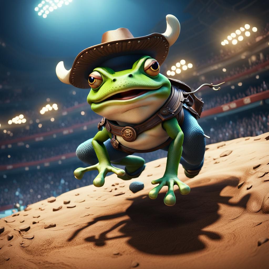 Frog Rodeo Rider in 3D Digital Art