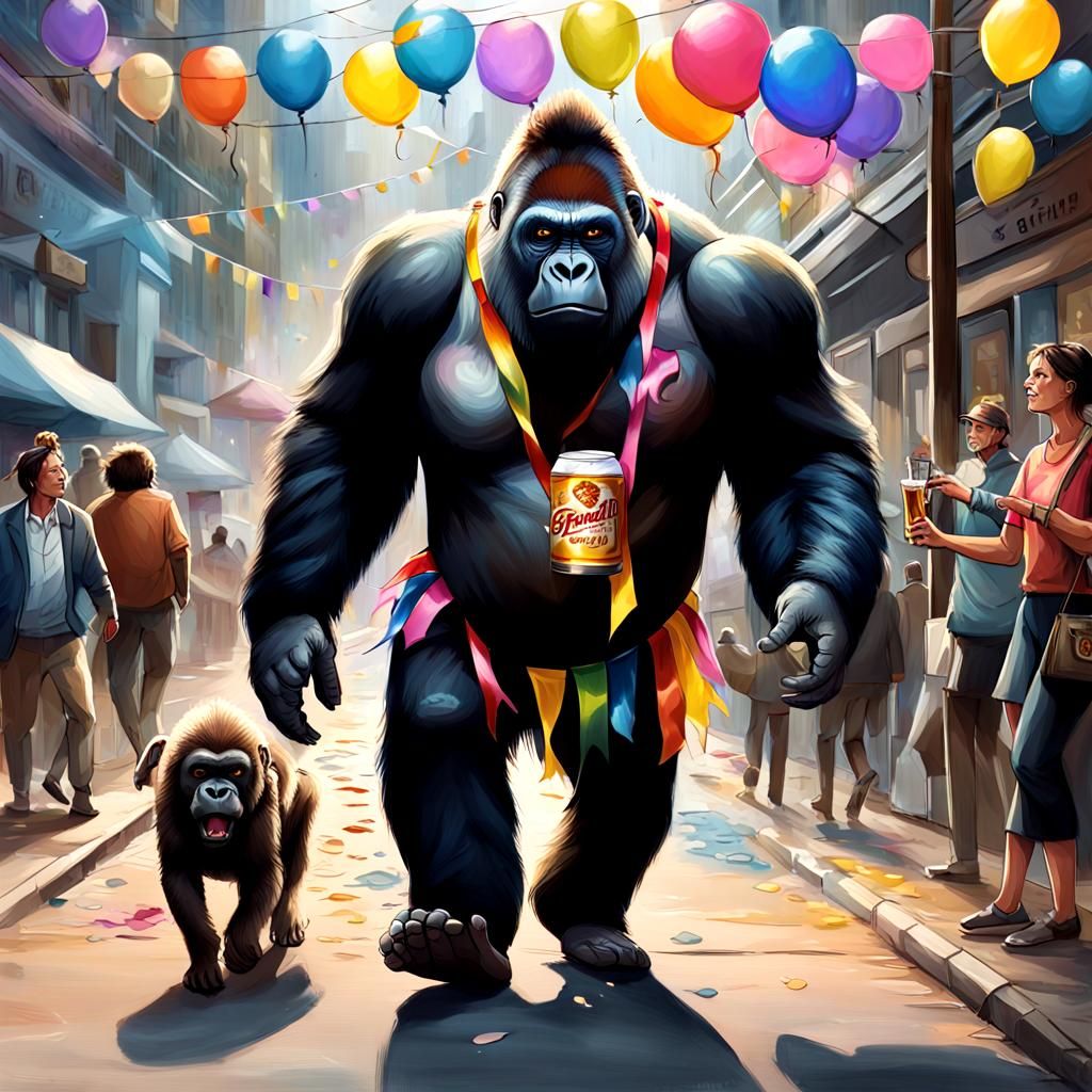 Hyperrealistic Gorilla in Tutu After Party