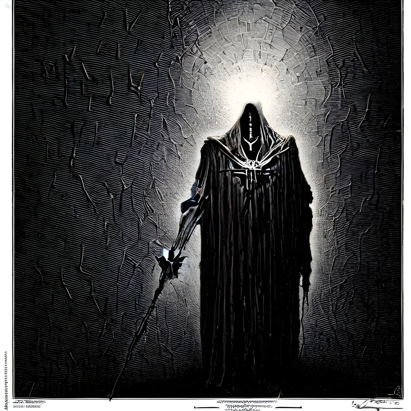 Sinister Skeletal Mage in Dark Fantasy Style