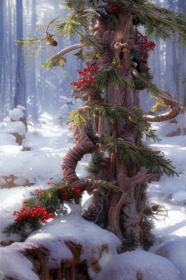 Winter Wonderland: Hyper-Detailed Oil Painting