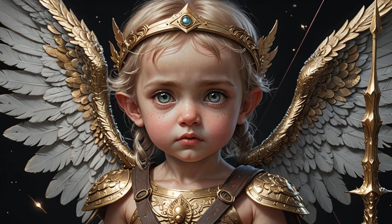 Hyperrealistic Cherub Warrior Shoots for the Stars