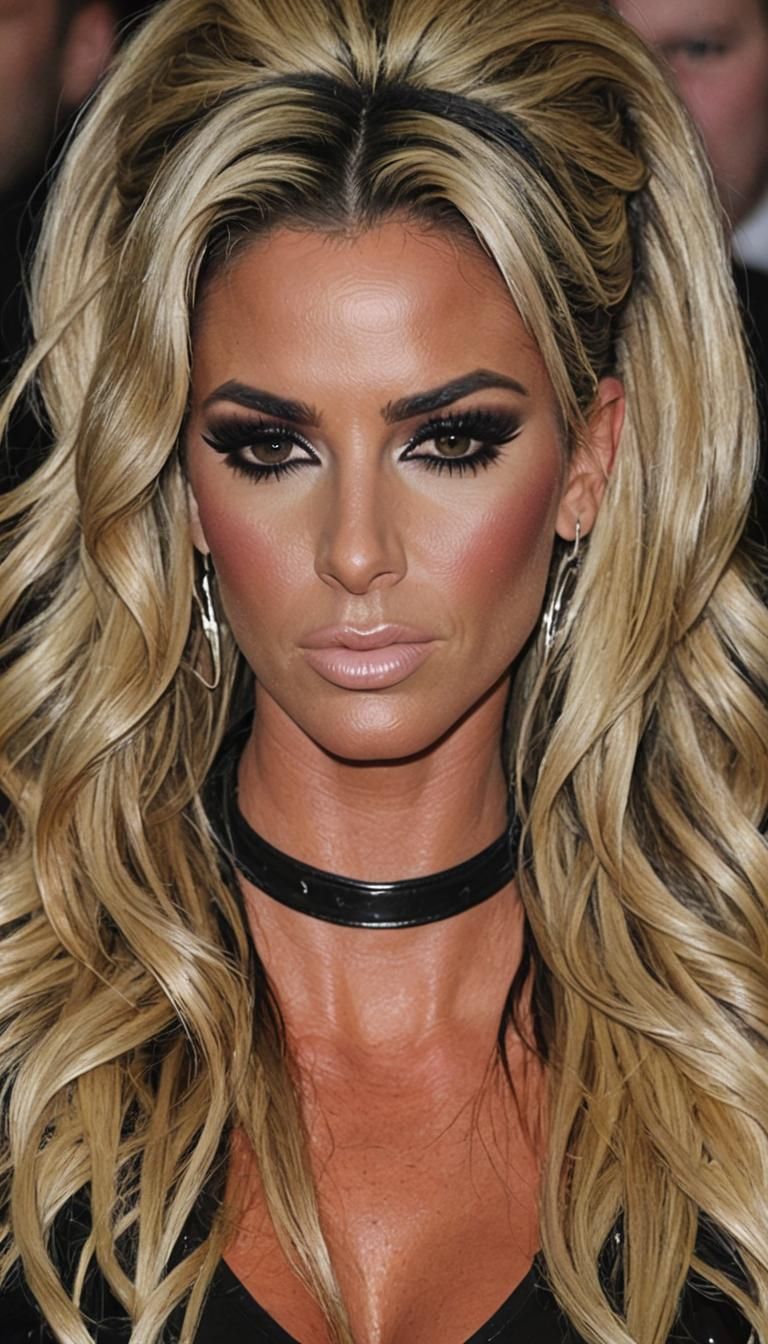 Woman in Black Latex Catsuit with Blonde Hair